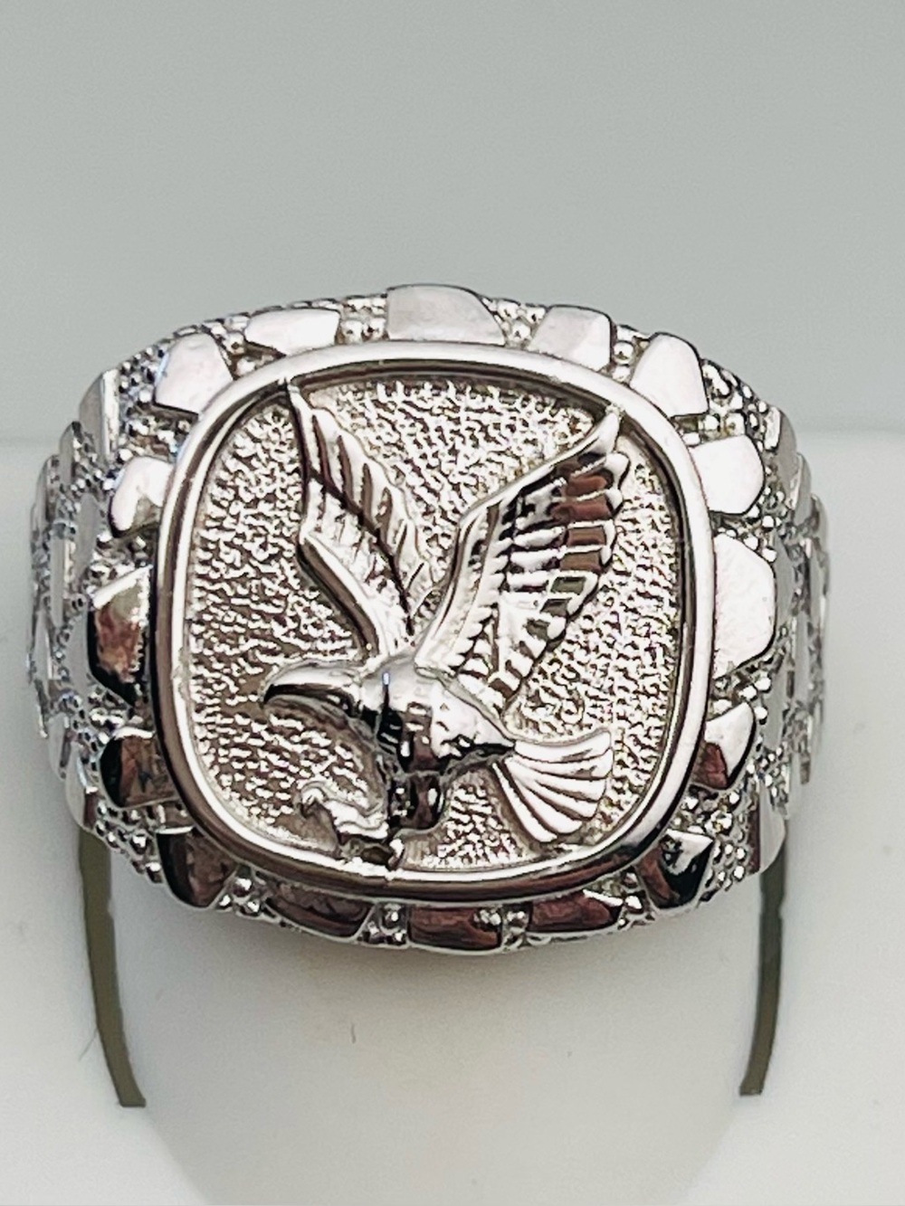 Size 10 sterling silver eagle nugget ring